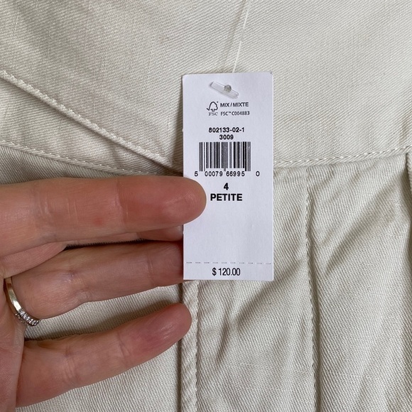 Banana Republic cargo slacks khaki pleated belted 4 petite NWT - Picture 3 of 6